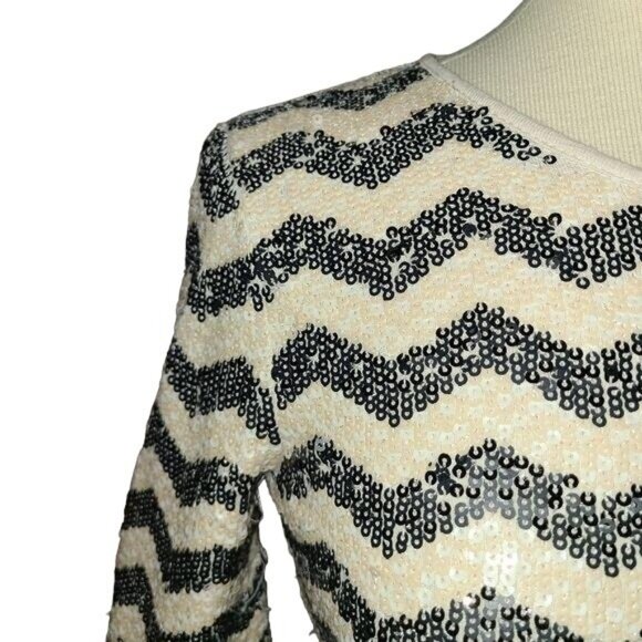 J. CREW XS Sequined Long Sleeve Chevron Shirt - Picture 2 of 3